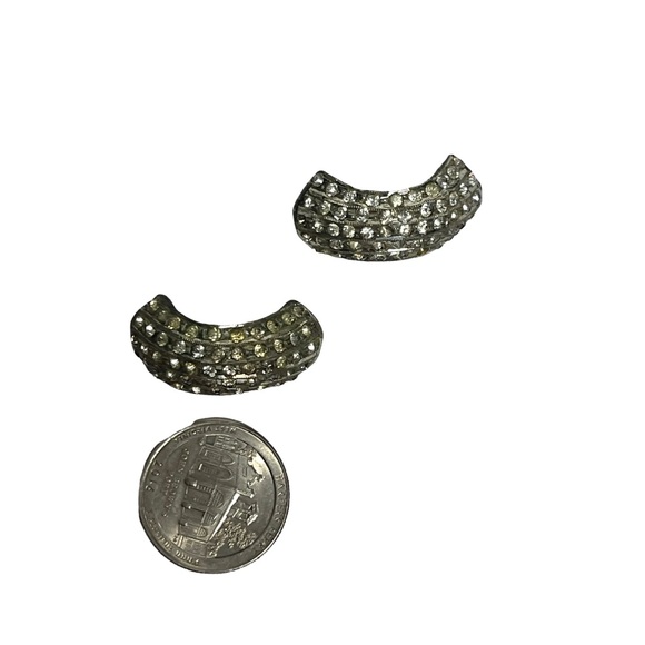Art Deco Half Hoop Set of 2 Rhinestone Brooches - Picture 10 of 13
